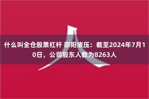 什么叫全仓股票杠杆 邵阳液压：截至2024年7月10日，公司股东人数为8263人