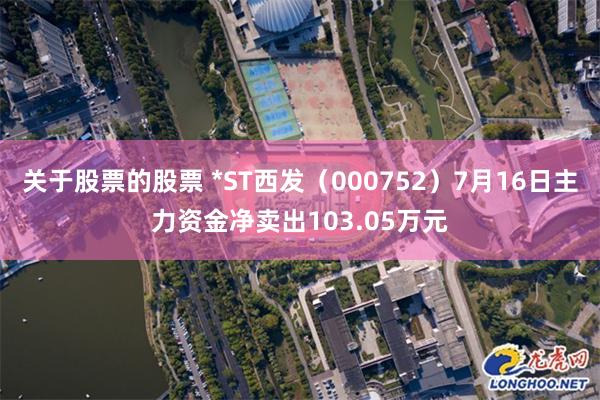 关于股票的股票 *ST西发（000752）7月16日主力资金净卖出103.05万元