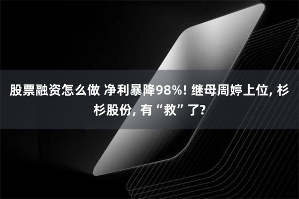 股票融资怎么做 净利暴降98%! 继母周婷上位, 杉杉股份, 有“救”了?